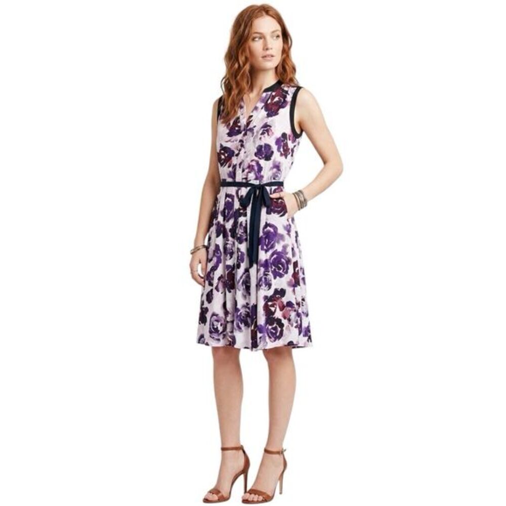 Simply Vera Vera Wang Womens Shirt Dress Sleeveless Floral Summer Spring Small
